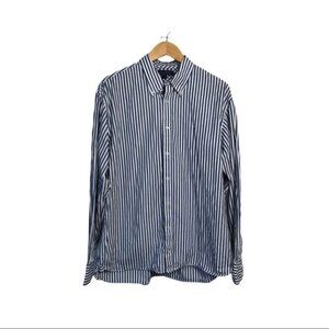 Tommy Hilfiger Blue White Striped Cotton Casual Button Up Long Sleeve Shirt